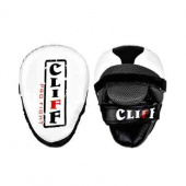 Лапы боксерские CLIFF ULI-6020, Fight spirit, КОЖА, изогнутые, черно-белые