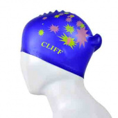 Шапочка для плавания CLIFF силиконовая CS13, для длинных волос, синяя