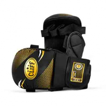 Перчатки тренировочные для ММА CLIFF CS-00005 GOLD, FLEX, матовые черно-золотые, р.L