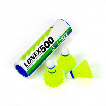 Волан нейлоновый LONEX 500, (6 штук в тубе), желтый 