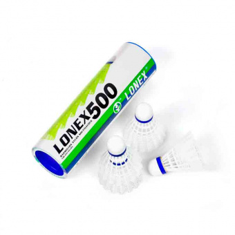 Волан нейлоновый LONEX 500, (6 штук в тубе), белый 