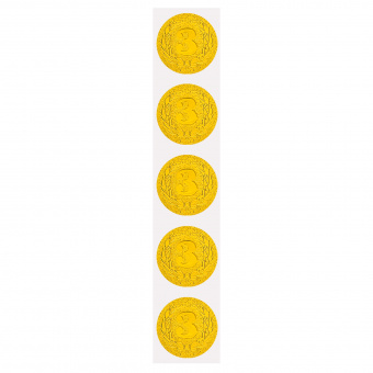 Вкладыш для медали "3 место" d-25мм, цвет - золото (5 шт)