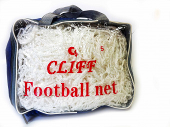 Сетка футбольная CLIFF PPF-11, 7,5*4,1м, толщина нити 4мм вязаная, ячейка 13*13см, белая