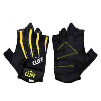 Перчатки для фитнеса CLIFF FG-006, чёрно-жёлтые, р.2XS