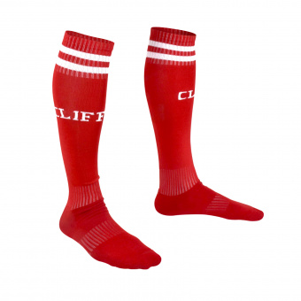 Гетры футбольные CLIFF F21, полиэстер, р.24-28 (38-44), красные с белыми полосами