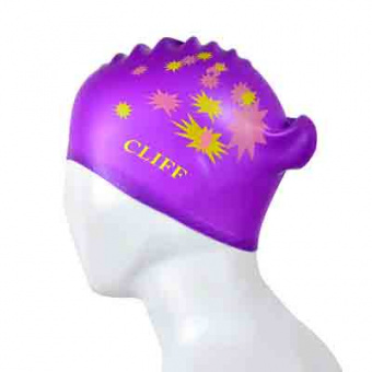 Шапочка для плавания CLIFF силиконовая CS13, для длинных волос, сиреневая