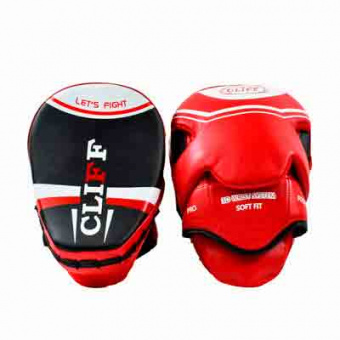 Лапы боксерские CLIFF ULI-3075, 3D Wrist system, FLEX, изогнутые, красно-черные